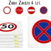 Poduszki kwadratowe ekoskóra ZNAKI drogowe ZAKAZU 3 cm 6 szt.