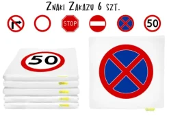 Poduszki kwadratowe ekoskóra ZNAKI drogowe ZAKAZU 3 cm 6 szt.