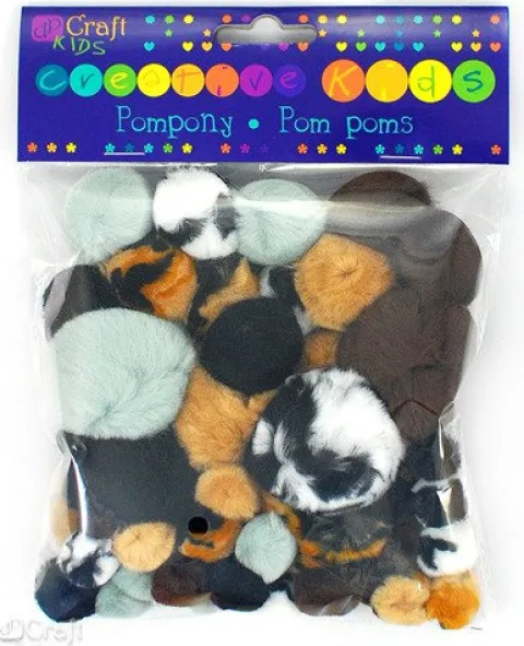 Pompony akrylowe MIX ANIMAL PRINTS 56 szt