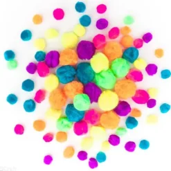 Pompony akrylowe MIX NEON 78 szt