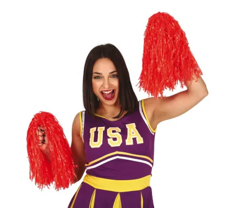 Pompony Cheerleaderki CZERWONE 2 szt.