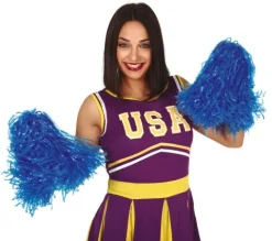 Pompony Cheerleaderki NIEBIESKIE 2 szt.