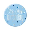 Przypinka urodzinowa badge niebieski "It"s my birthday"
