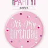 Przypinka urodzinowa badge różowy "It"s my birthday"