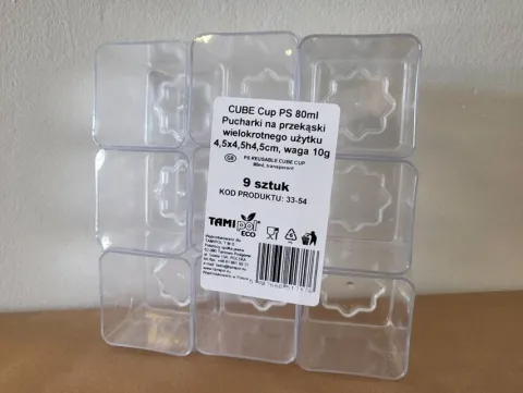 Pucharek na przekąski 80ml CUBE opakowanie 9 szt.