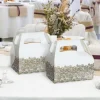Pudełka na ciasto białe złote ornamenty 20x10x10 cm 6 szt.