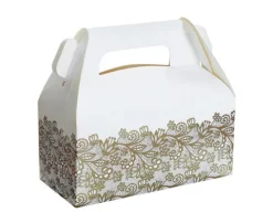 Pudełka na ciasto białe złote ornamenty 20x10x10 cm 6 szt.