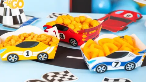 Pudełka na chipsy, przekąski samochody Wyścigi Race 3 szt.