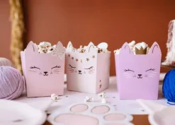 Pudełka na popcorn chipsy przekąski Kotki 3 szt.