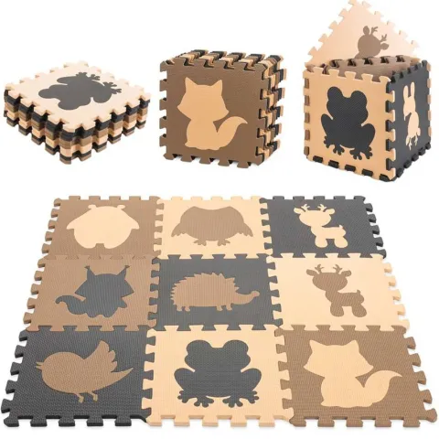 PUZZLE PIANKOWE Zwierzątka mata antypoślizgowa 9 elem.