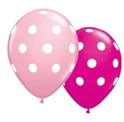 Qualatex 11 cali 25 szt Grochy pastel różowy i żurawinowy balony