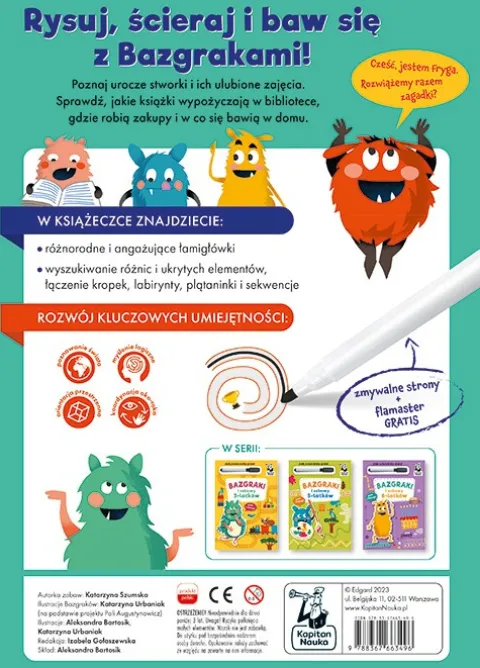 Rozwijające zabawy Bazgraki i zabawy dla 4-latków + pisak suchościeralny