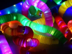 Rurki Sensoryczne ŚWIECĄCE LED zabawka edukacyjna gąsienica 12 szt.