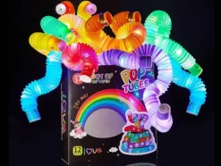 Rurki Sensoryczne ŚWIECĄCE LED zabawka edukacyjna gąsienica 12 szt.