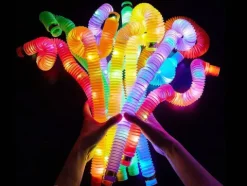 Rurki Sensoryczne ŚWIECĄCE LED zabawka edukacyjna gąsienica 12 szt.