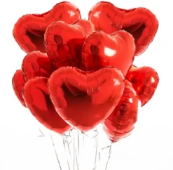 SERCE czerwone balony foliowe bukiet balonowy - zestaw 10 szt. Walentynki