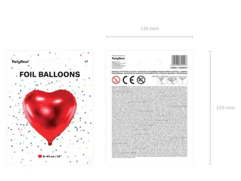 Serce duże - balon foliowy 24" różne kolory