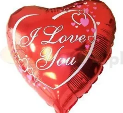 Serce I Love You biały napis czerwony balon foliowy 18''