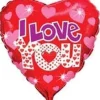 Serce I Love You fioletowo-biały napis czerwony balon foliowy 18''