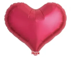 Serce satynowe Metallic Red Ibrex balon foliowy 14"