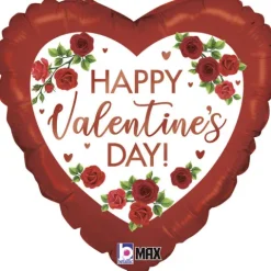Serce Happy Valentine's Day balon foliowy satynowy 18"