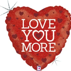 Serce Love You More balon foliowy holograficzny 18"