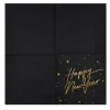 Serwetki na Sylwestra Happy New Year CZARNE 33 x 33 cm 20szt
