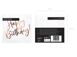 Serwetki papierowe Happy Birthday Złoty róż 33 x 33 cm 20 szt.