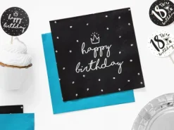 Serwetki papierowe Happy Birthday Czarne 33 x 33 cm 20 szt.