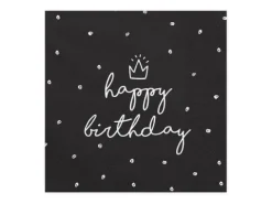 Serwetki papierowe Happy Birthday Czarne 33 x 33 cm 20 szt.