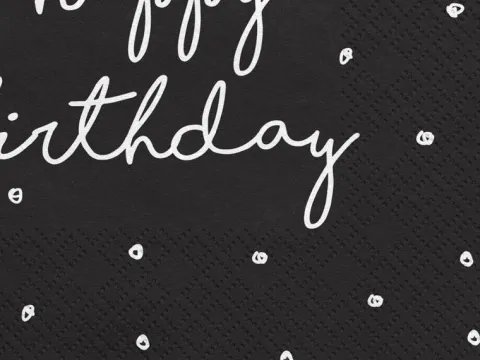 Serwetki papierowe Happy Birthday Czarne 33 x 33 cm 20 szt.