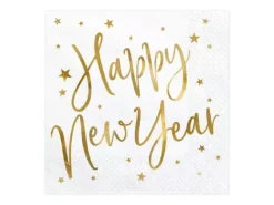 Serwetki białe nsa Sylwestra Happy New Year 33x33 cm