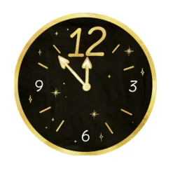 Serwetki papierowe czarne Happy New Year Zegar na Sylwestra 10szt.