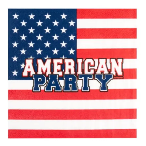 Serwetki papierowe flaga USA, American Party 33x33 cm