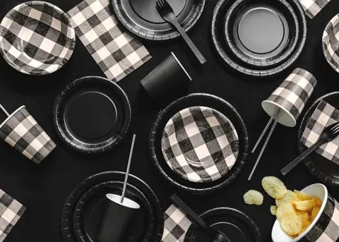 Serwetki papierowe Krata czarna BBQ retro 20 szt.
