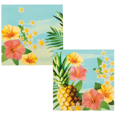 Serwetki papierowe wzór kwiaty hawajskie Paradise 20 szt. 33x33 cm
