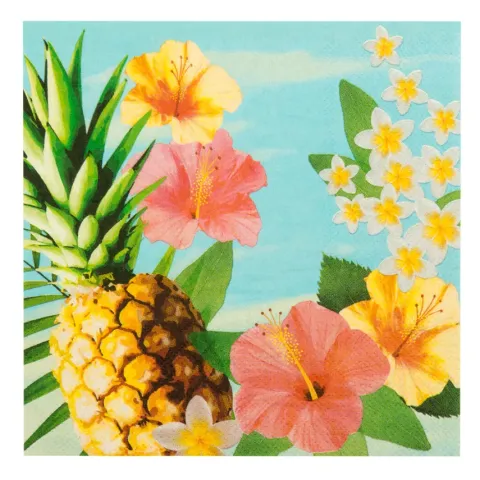 Serwetki papierowe wzór kwiaty hawajskie Paradise 20 szt. 33x33 cm