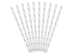 Słomki do picia w srebrne gwiazdki 10szt 19,5cm