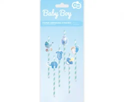 Słomki papierowe Baby Boy / Baby Girl na Baby Shower 8 szt.