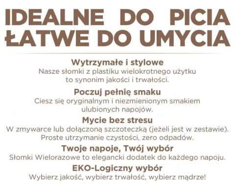 Słomki rurki do picia wielorazowe 10 szt. mix kolorów