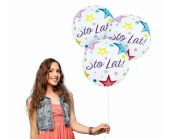 Sto lat ! okrągły balon foliowy 18''