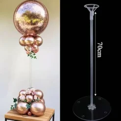 Stojak na balon Transparentny stelaż 70 cm - duży koszyczek