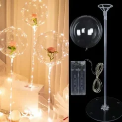 Stojak na balon Transparentny stelaż 70 cm - duży koszyczek