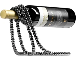 Stojak na wino SZNUR PEREŁ - CZARNY