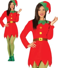 Strój damski ELF czerwony sukienka i czapka