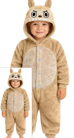 Strój onesie kigurimi Labubu beżowy dla dzieci