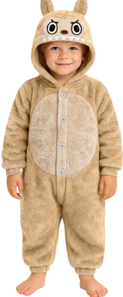 Strój onesie kigurimi Labubu beżowy dla dzieci