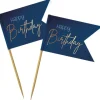 Stylowe Pikery Chorągiewki na tort Happy Birthday 36 szt.