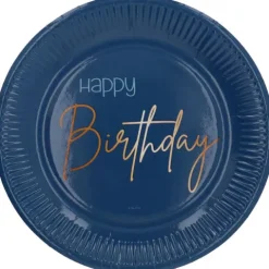 Stylowe Talerzyki papierowe Happy Birthday 23cm 8 szt. True Blue