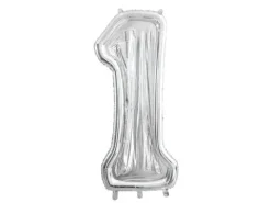 Szablon Forma foliowa do balonów cyfra 1 srebrna, 126 cm